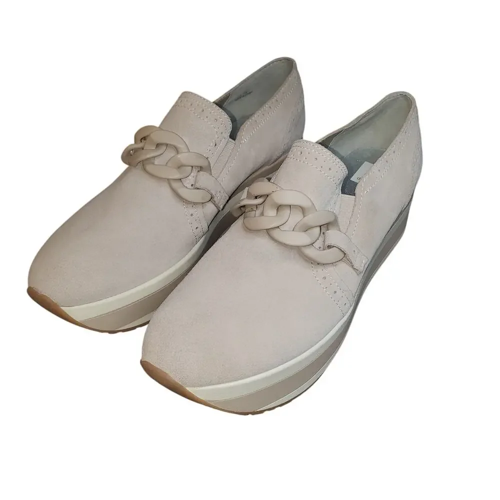 Dolce Vita Jhenee Platform Loafer Sneaker Beige Suede Leather Size 11 NEW READ